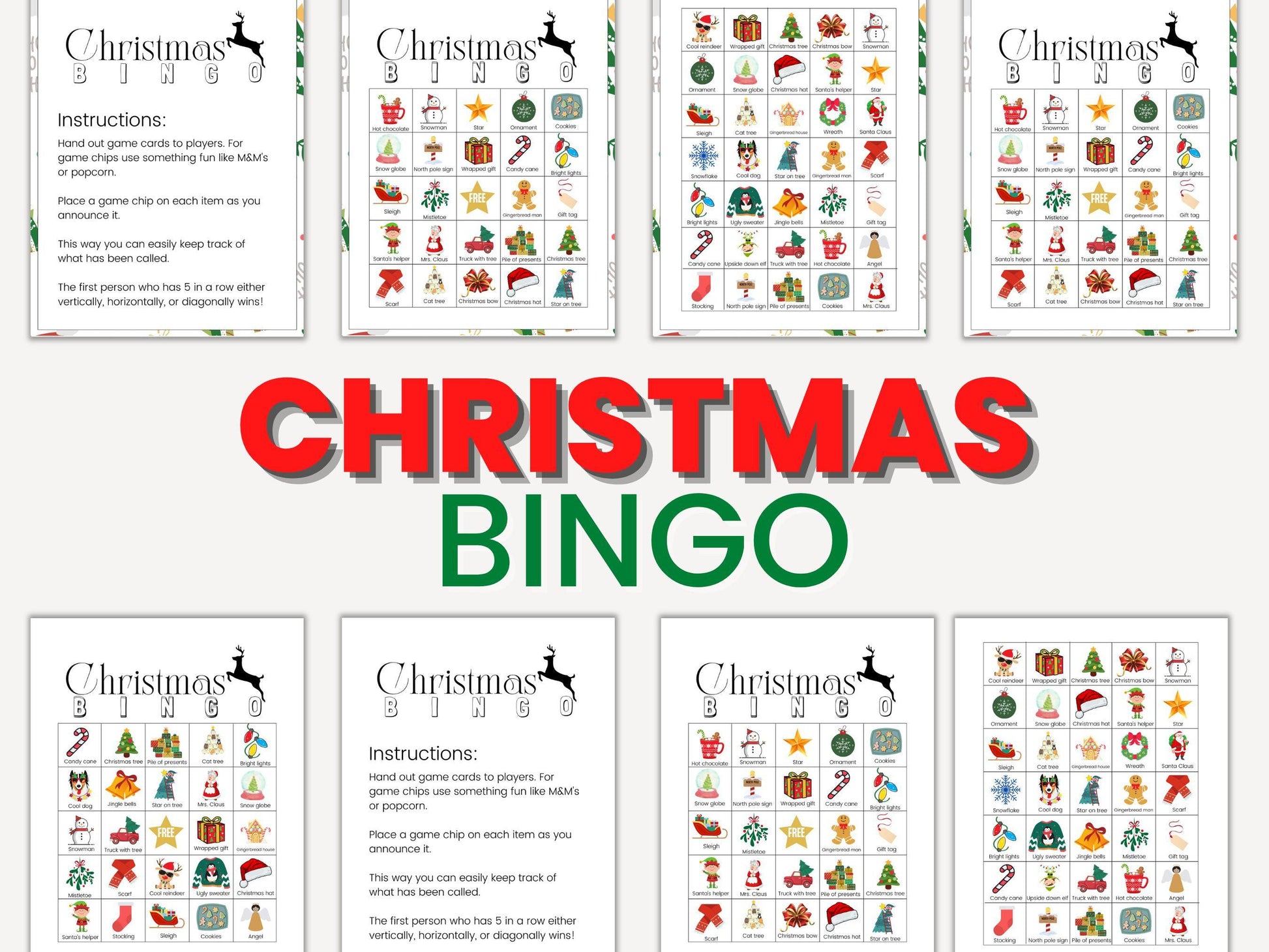 Christmas bingo printable for large groups
