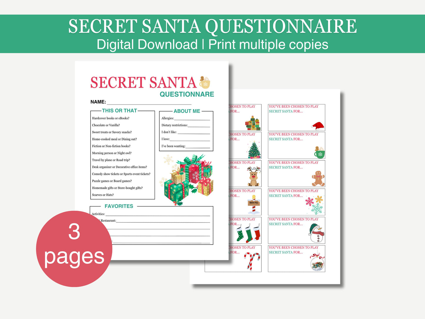 secret santa questionnaire for coworkers printable 
