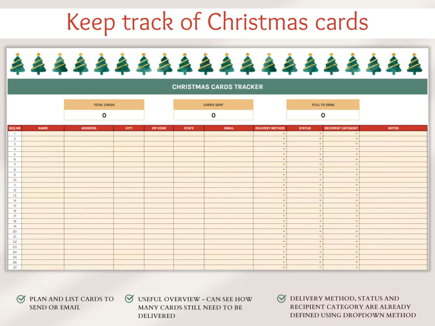 Christmas card tracker