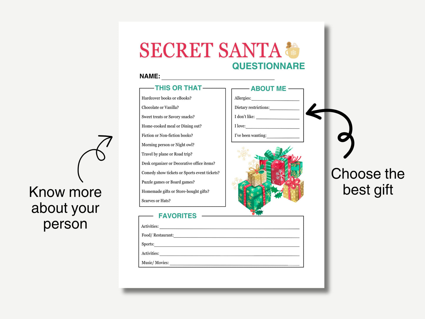 secret santa questionnaire for adults