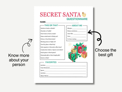 secret santa questionnaire for adults